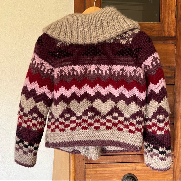 1970s vintage cardigan sweater coat wool knit boho Cottagecore winter jacket - Picture 5 of 8